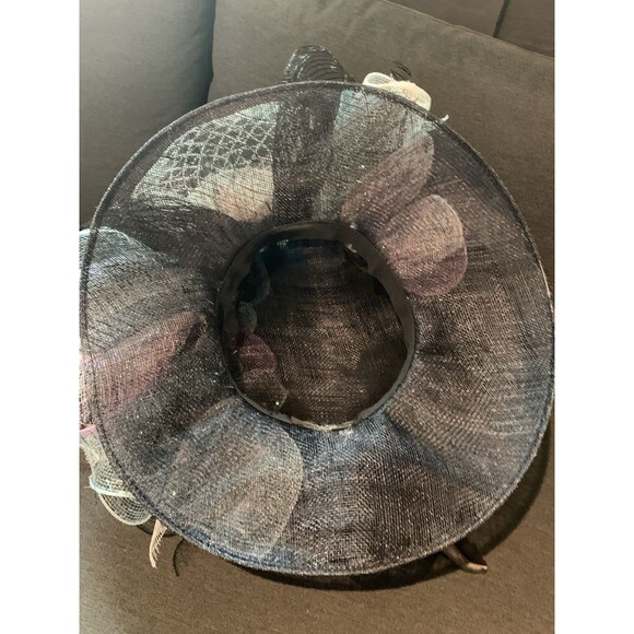 Handmade Handcrafted Crazy Fun Unique Black Derby Hat Large Wide Brim - Picture 9 of 11